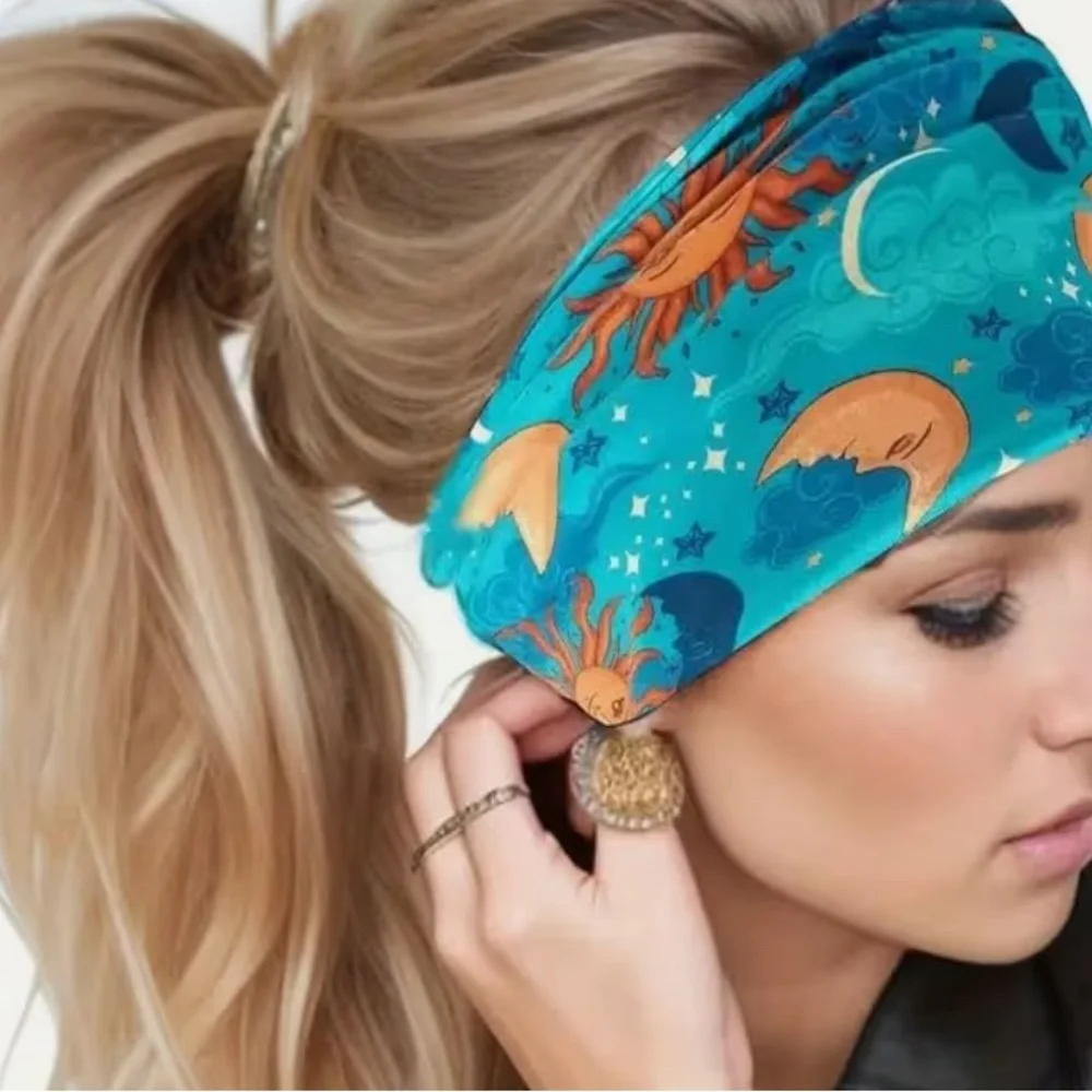 Boho Sun and Moon Patterned Headband